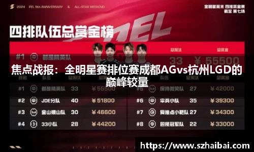 焦点战报：全明星赛排位赛成都AGvs杭州LGD的巅峰较量